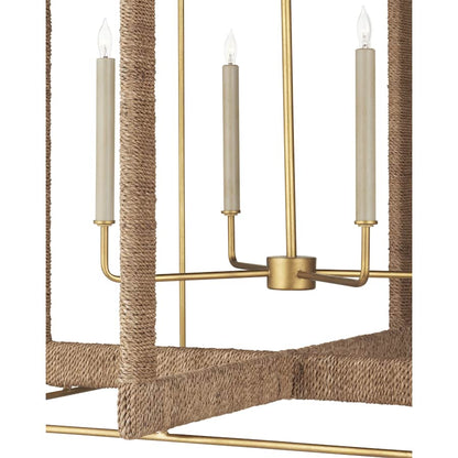 Currey and Company Purebred 4 Light 32-1/4" Wide Cage Chandelier with Decorative Rope Design