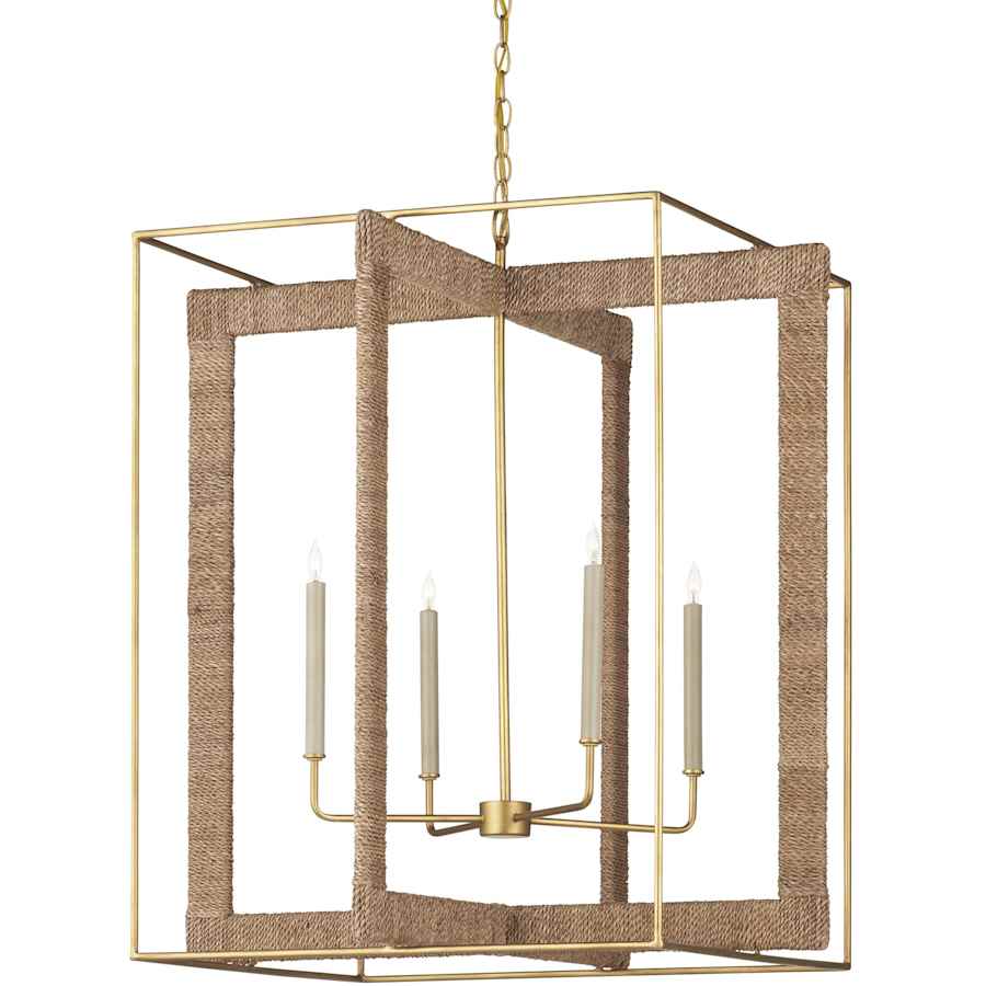 Currey and Company Purebred 4 Light 32-1/4" Wide Cage Chandelier with Decorative Rope Design