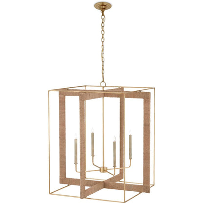Currey and Company Purebred 4 Light 32-1/4" Wide Cage Chandelier with Decorative Rope Design