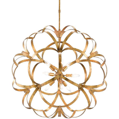 Currey and Company Sappho 9 Light 34" Wide Wrought Iron Globe Chandelier