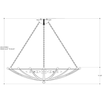 Currey and Company Fontaine 6 Light 41" Wide Wrought Iron Pendant