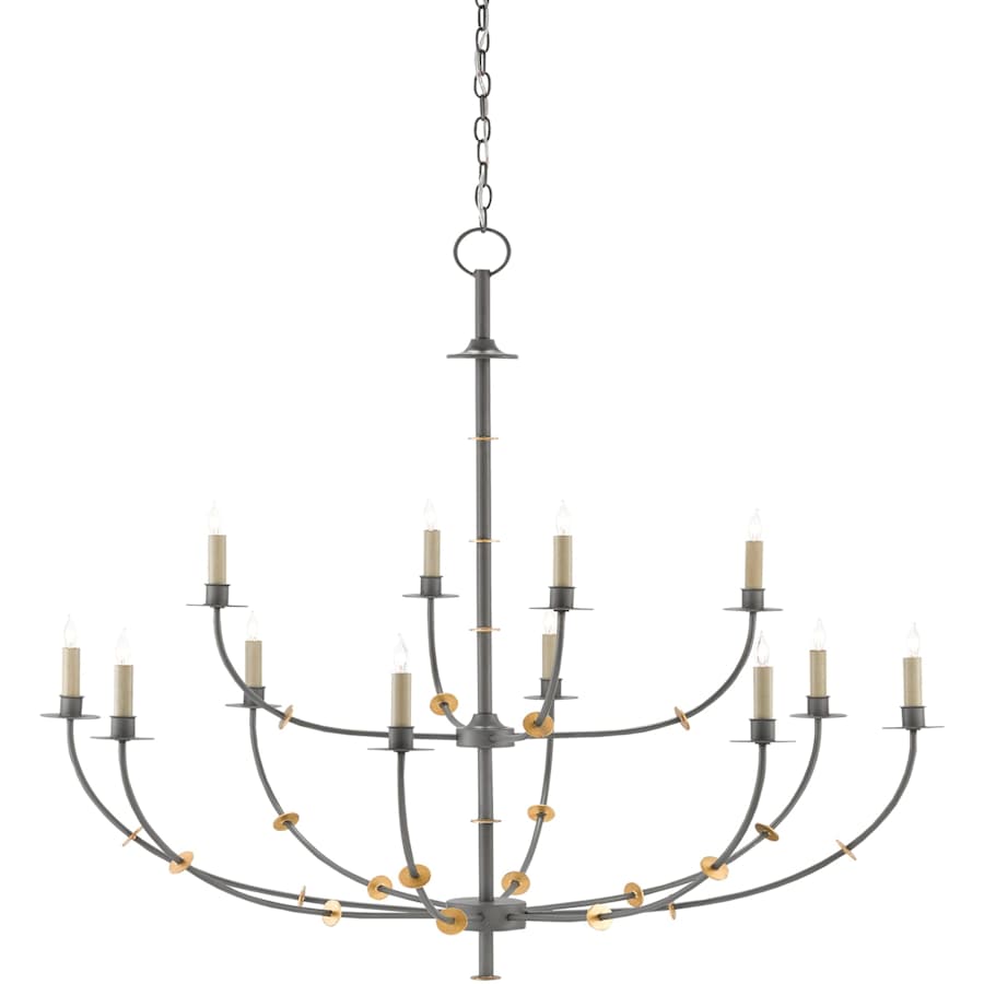 Currey and Company Balladier 12 Light 46" Wide Wrought Iron Chandelier