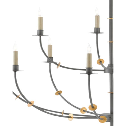 Currey and Company Balladier 12 Light 46" Wide Wrought Iron Chandelier
