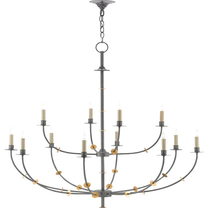 Currey and Company Balladier 12 Light 46" Wide Wrought Iron Chandelier