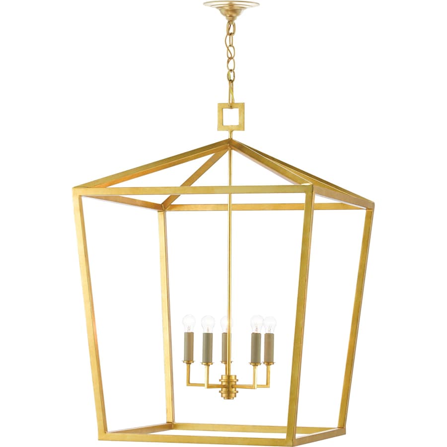 Currey and Company Denison 5 Light 32" Wide Wrought Iron Chandelier