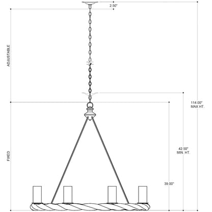 Currey and Company Orson 8 Light 45" Wide Wrought Iron Chandelier