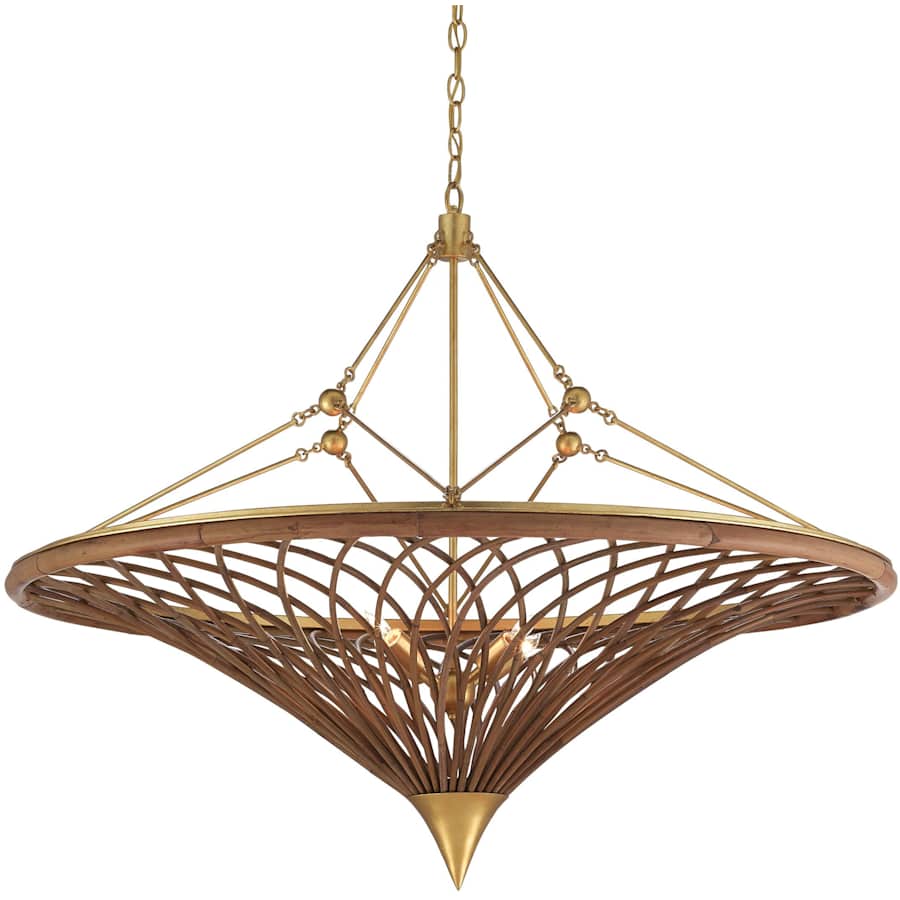 Currey and Company Gaborone 4 Light 40" Wide Wrought Iron Chandelier with Wicker Shade