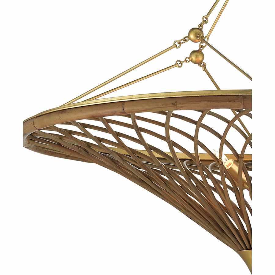 Currey and Company Gaborone 4 Light 40" Wide Wrought Iron Chandelier with Wicker Shade