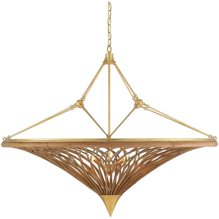 Currey and Company Gaborone 4 Light 40" Wide Wrought Iron Chandelier with Wicker Shade
