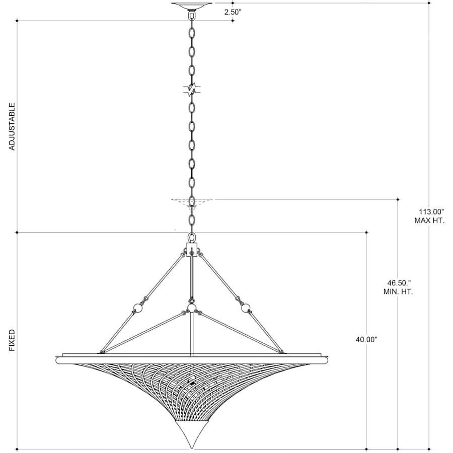 Currey and Company Gaborone 4 Light 40" Wide Wrought Iron Chandelier with Wicker Shade