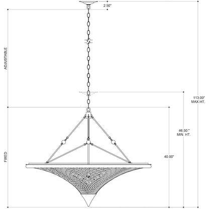 Currey and Company Gaborone 4 Light 40" Wide Wrought Iron Chandelier with Wicker Shade
