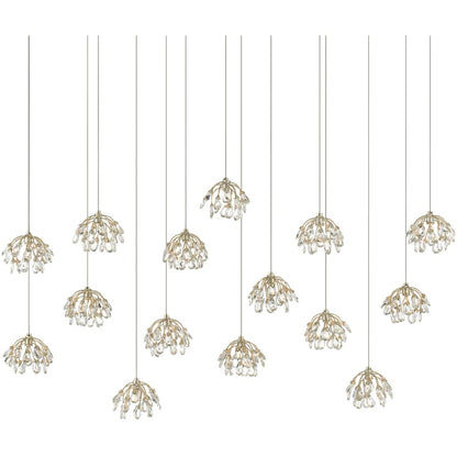 Currey and Company Crystal Bud 15 Light 50" Wide Crystal Linear Pendant