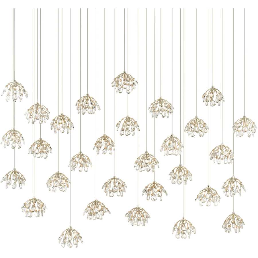 Currey and Company Crystal Bud 30 Light 56" Wide Crystal Linear Pendant