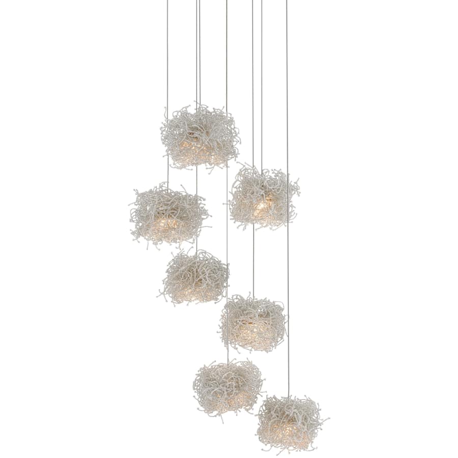 Currey and Company Birds Nest 7 Light 13" Wide Abstract Multi Light Pendant
