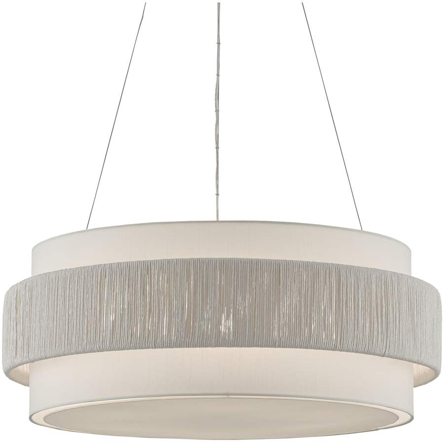 Currey and Company Rousham 6 Light 30" Wide Wrought Iron Drum Chandelier with Paper Shade