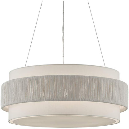 Currey and Company Rousham 6 Light 30" Wide Wrought Iron Drum Chandelier with Paper Shade