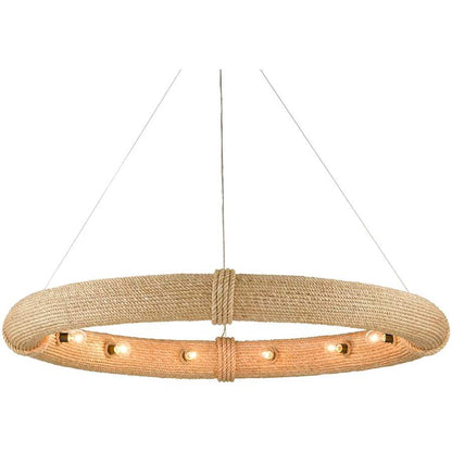 Currey and Company Portmeirion 12 Light 50" Wide Wrought Iron Ring Chandelier
