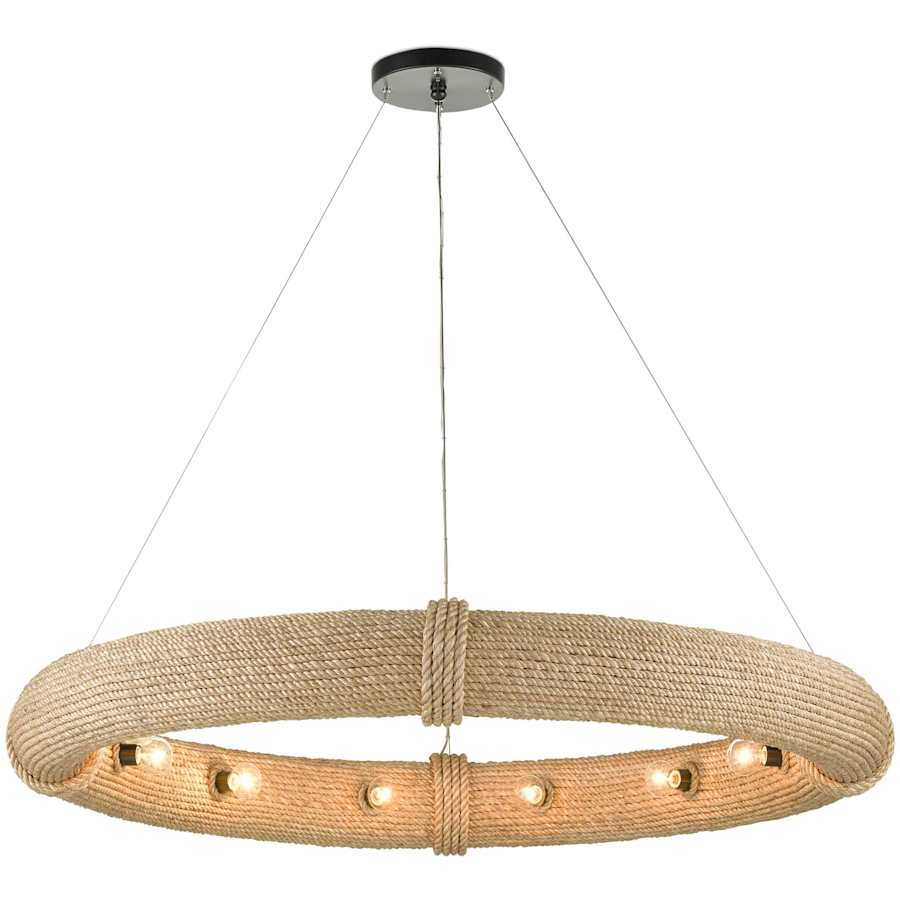 Currey and Company Portmeirion 12 Light 50" Wide Wrought Iron Ring Chandelier