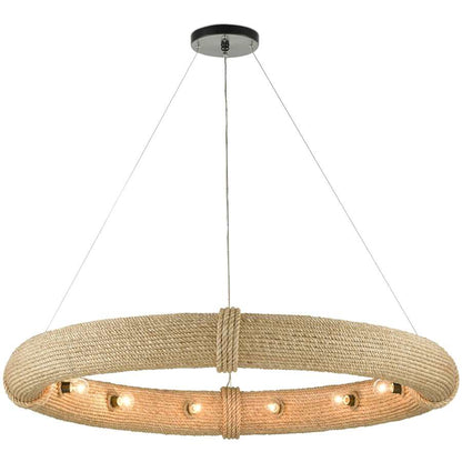 Currey and Company Portmeirion 12 Light 50" Wide Wrought Iron Ring Chandelier