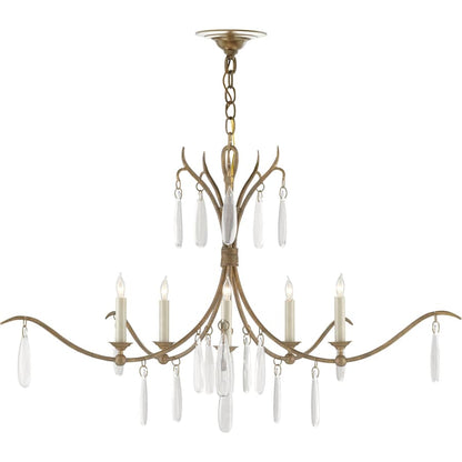 Currey and Company Marshallia 5 Light 38" Wide Crystal Chandelier