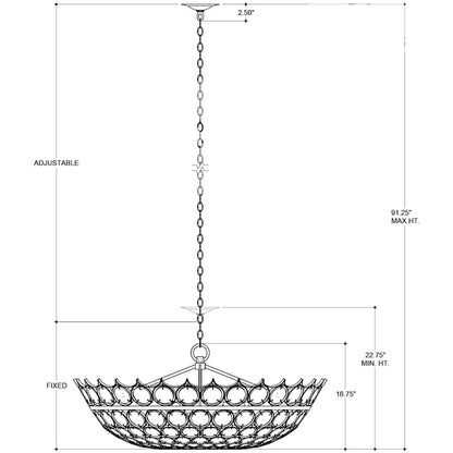 Currey and Company Augustus 3 Light 39" Wide Crystal Billiard Chandelier