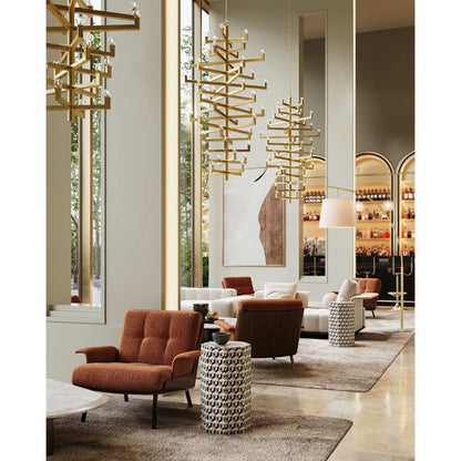 Currey and Company Andre 52 Light 40" Wide Wrought Iron Abstract Chandelier