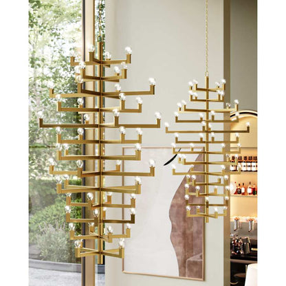 Currey and Company Andre 52 Light 40" Wide Wrought Iron Abstract Chandelier