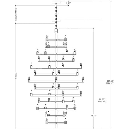 Currey and Company Andre 52 Light 40" Wide Wrought Iron Abstract Chandelier