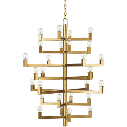 Currey and Company Andre 28 Light 33" Wide Wrought Iron Abstract Chandelier