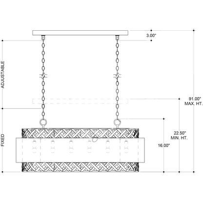Currey and Company Isola 6 Light 43" Wide Linear Chandelier