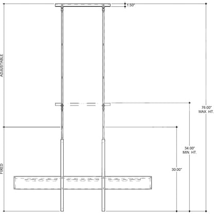 Currey and Company Tonbridge 3 Light 50" Wide LED Wrought Iron Linear Chandelier