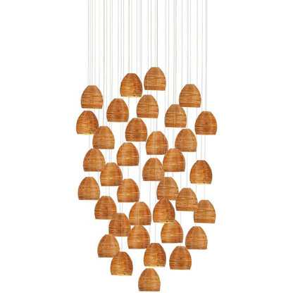 Currey and Company Beehive 36 Light 37" Wide Wood Multi Light Pendant