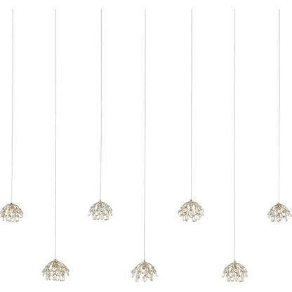 Currey and Company Crystal Bud 7 Light 58" Wide Linear Pendant