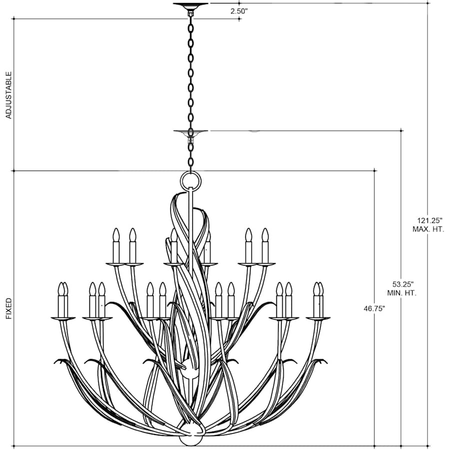 Currey and Company Menefee 18 Light 50" Wide Taper Candle Style Chandelier