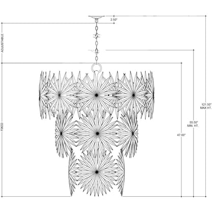 Currey and Company Bismarkia 13 Light 44" Wide Waterfall Chandelier