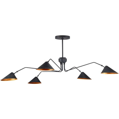 Currey and Company Serpa 5 Light 81" Wide Wrought Iron Chandelier