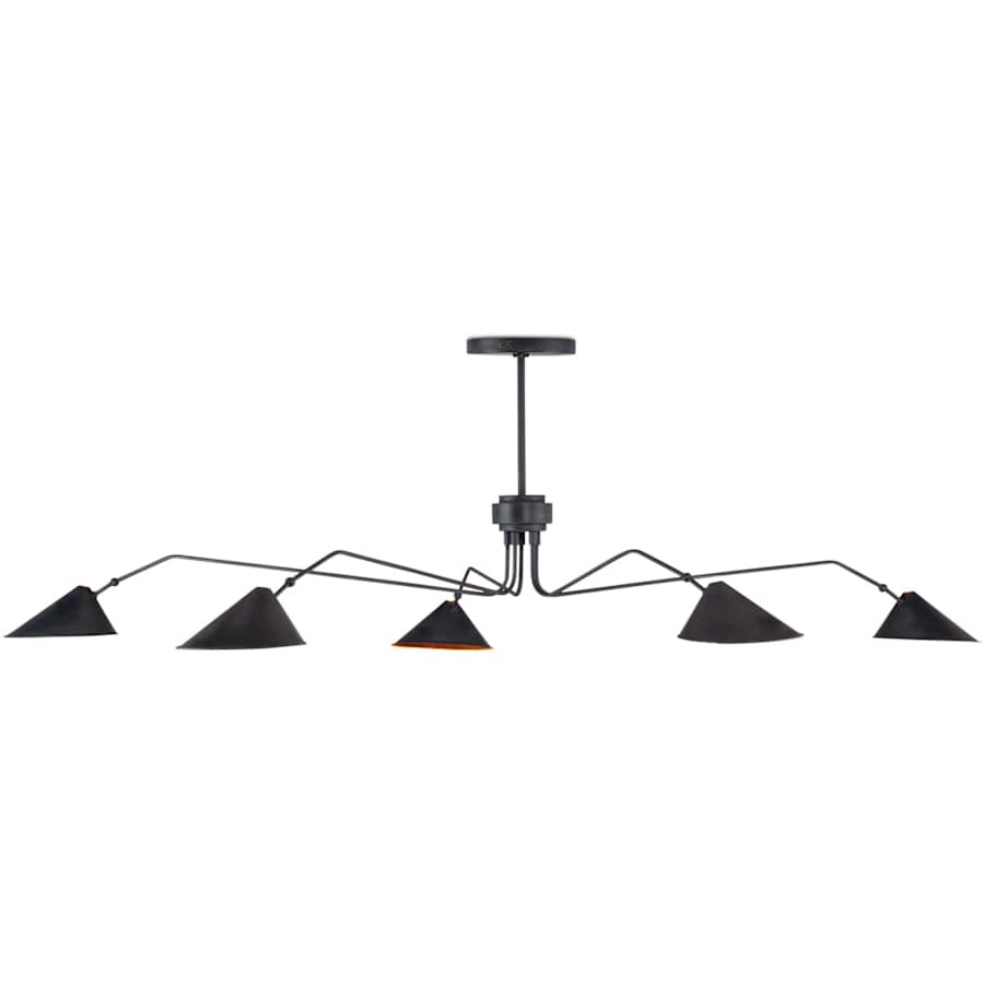 Currey and Company Serpa 5 Light 81" Wide Wrought Iron Chandelier