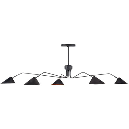 Currey and Company Serpa 5 Light 81" Wide Wrought Iron Chandelier