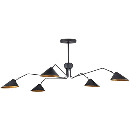 Currey and Company Serpa 5 Light 81" Wide Wrought Iron Chandelier