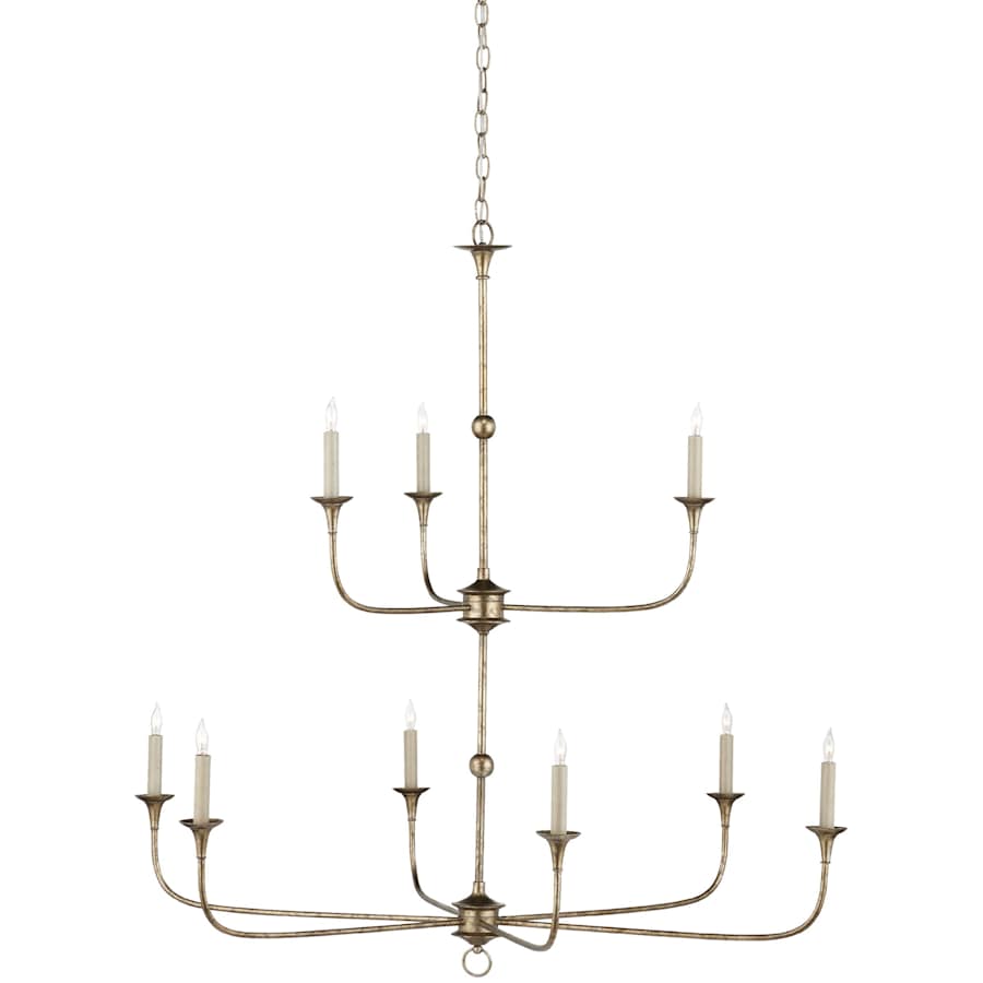 Currey and Company Nottaway 9 Light 44" Wide Wrought Iron Candle Style Chandelier