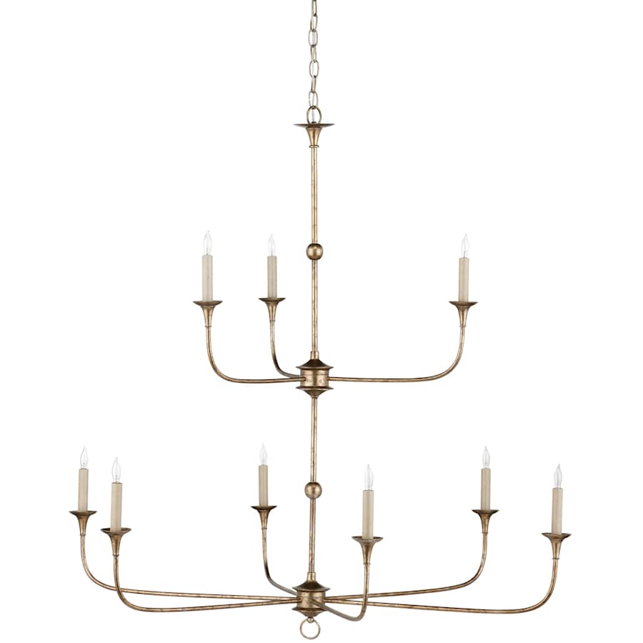 Currey and Company Nottaway 9 Light 44" Wide Wrought Iron Candle Style Chandelier