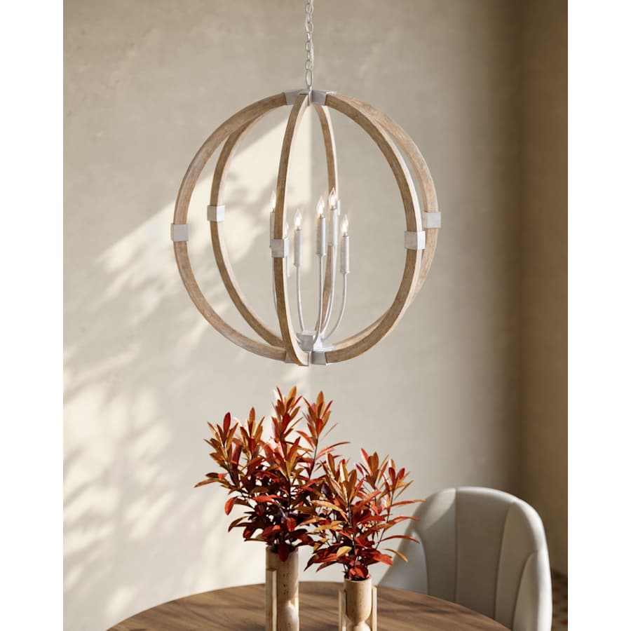 Currey and Company Bastian 6 Light 31" Wide Wrought Iron Candle Style Chandelier
