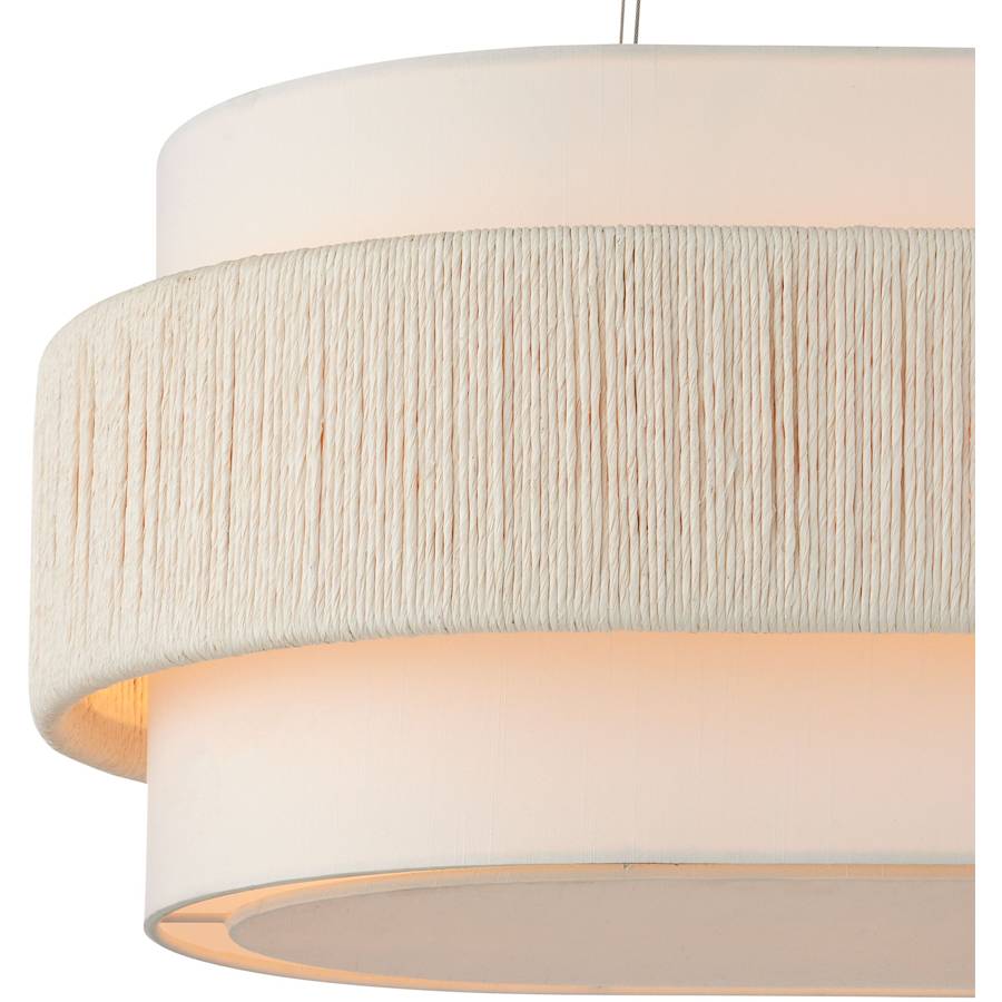 Currey and Company Monreale 5 Light 40" Wide Wrought Iron Linear Chandelier with Shantung Shade