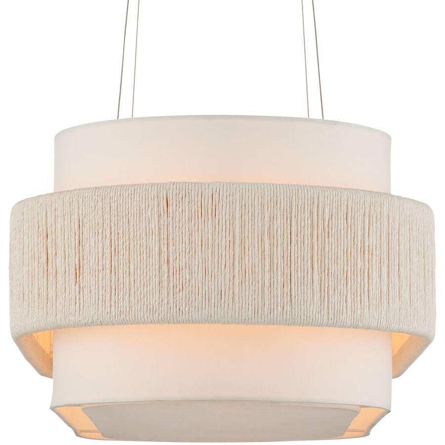 Currey and Company Monreale 5 Light 40" Wide Wrought Iron Linear Chandelier with Shantung Shade