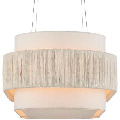Currey and Company Monreale 5 Light 40" Wide Wrought Iron Linear Chandelier with Shantung Shade