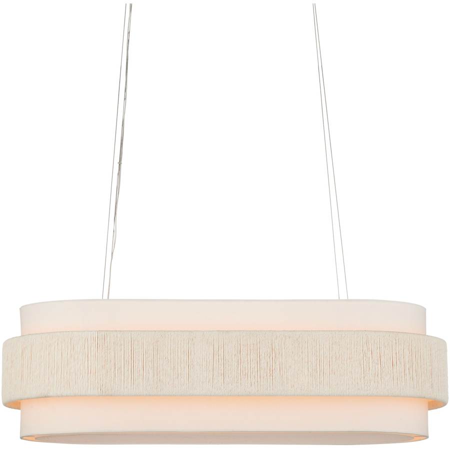 Currey and Company Monreale 5 Light 40" Wide Wrought Iron Linear Chandelier with Shantung Shade