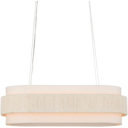 Currey and Company Monreale 5 Light 40" Wide Wrought Iron Linear Chandelier with Shantung Shade
