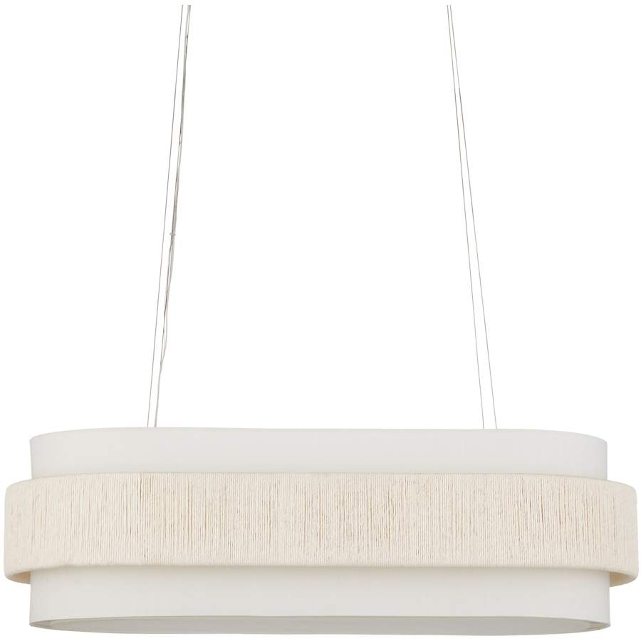 Currey and Company Monreale 5 Light 40" Wide Wrought Iron Linear Chandelier with Shantung Shade