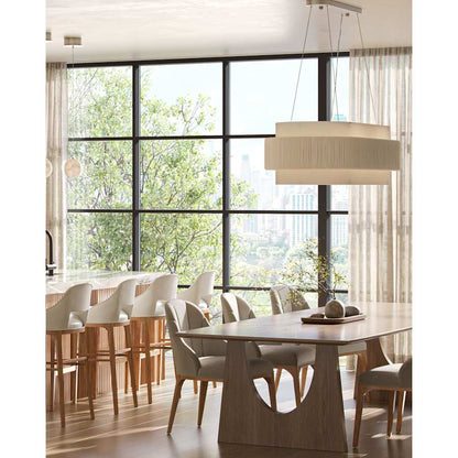 Currey and Company Monreale 5 Light 40" Wide Wrought Iron Linear Chandelier with Shantung Shade