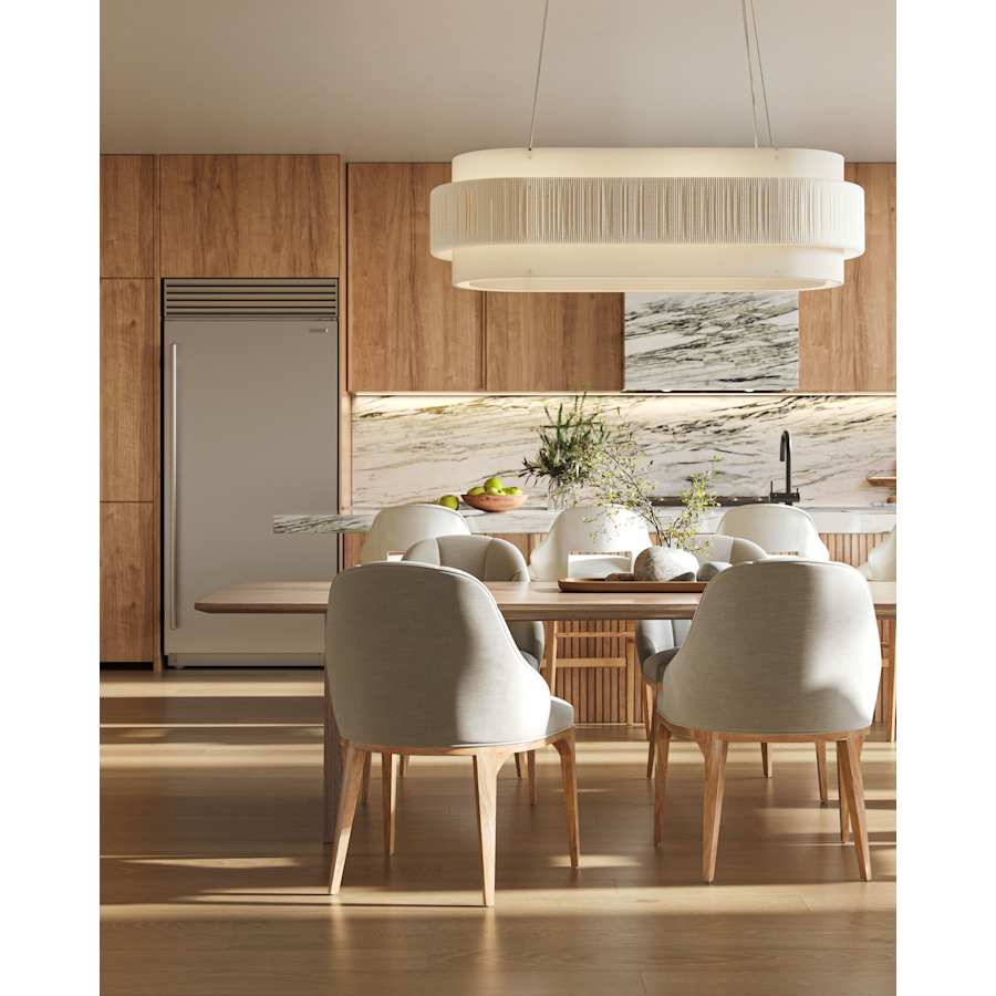 Currey and Company Monreale 5 Light 40" Wide Wrought Iron Linear Chandelier with Shantung Shade